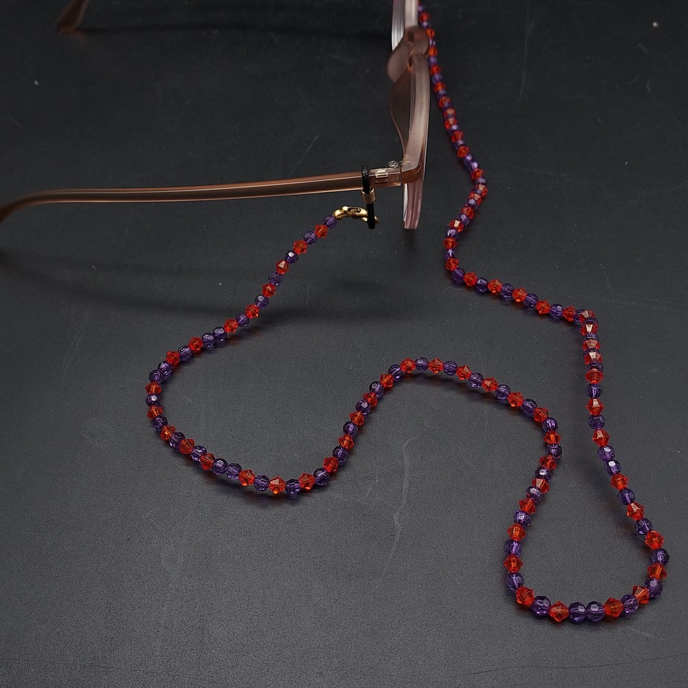 Red Hat Society Eye Glass Chains Purple Pink Faceted Beads Eyewear Accessory NOS - Picture 6 of 10